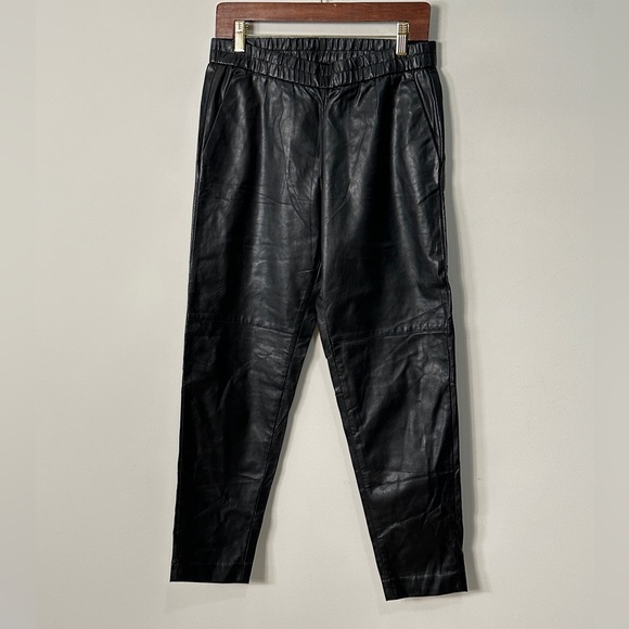 Black Vegan Leather Tapered Leg Pants w Elasticated Waist by H&M Size 8 - Picture 5 of 5